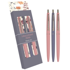BALL PEN,Wild Bloom 3's Black Ink Boxed H/pk