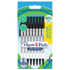 BALL PEN,Kilometric Black 8's I/cd Papermate