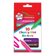 FIBRE PENS,Mini Chunky Markers 10's Asst.Cols H/pk