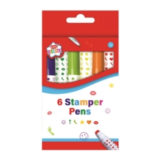 STAMPER PEN,6's Assorted Cols & Shapes Boxed H/pk