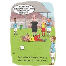 BIRTHDAY HUMOUR CARDS, 6's Footballer Injured Hair