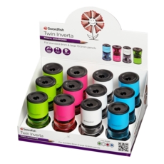 PENCIL SHARPENER,Twin Hole Inverta Plastic Assorted Cols