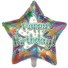 BALLOONS,Happy Birthday Star (Helium Foil)