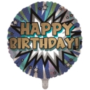 BALLOONS,Happy Birthday Male Text (Helium Foil)