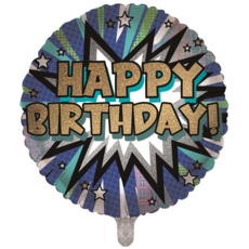 BALLOONS,Happy Birthday Male Text (Helium Foil)