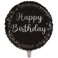 BALLOONS,Happy Birthday Black Confetti (Helium Foil)