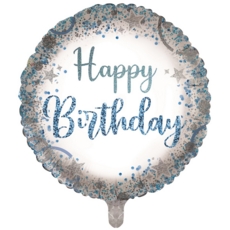 BALLOONS,Happy Birthday Blue Confetti (Helium Foil)