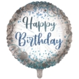 BALLOONS,Happy Birthday Blue Confetti (Helium Foil)