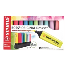 HIGHLIGHTER,Boss Deskset 10's, 5 Fluorescent & 5 Pastel