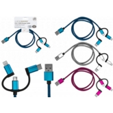 CHARGING CABLE, 1mtr 3in1 USB to Micro,Type C & Lightning.