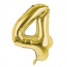 BALLOONS,Number 4 Gold 34" Helium Foil