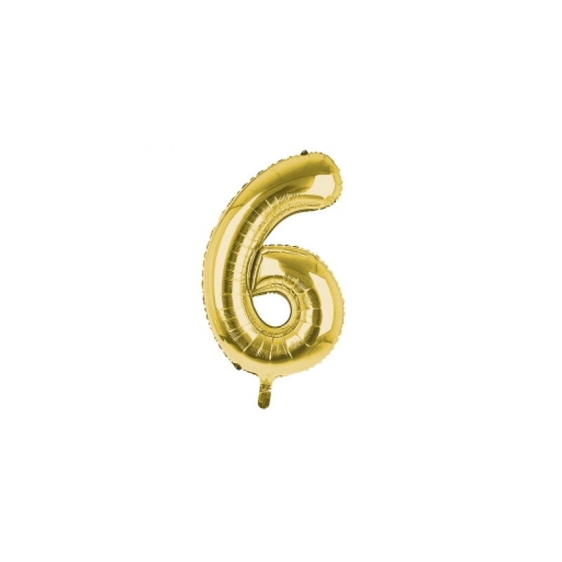 BALLOONS,Number 6 Gold 34" Helium Foil
