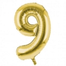 BALLOONS,Number 9 Gold 34" Helium Foil