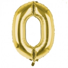 BALLOONS,Number 0 Gold 34" Helium Foil