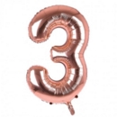 BALLOONS,Number 3 Rose Gold 34" Helium Foil