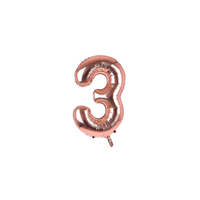 BALLOONS,Number 3 Rose Gold 34" Helium Foil