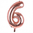 BALLOONS,Number 6 Rose Gold 34" Helium Foil