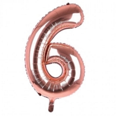 BALLOONS,Number 6 Rose Gold 34" Helium Foil