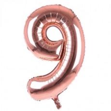 BALLOONS,Number 9 Rose Gold 34" Helium Foil