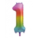 BALLOONS,Number 1 Rainbow 34" Helium Foil