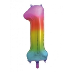 BALLOONS,Number 1 Rainbow 34" Helium Foil