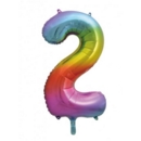 BALLOONS,Number 2 Rainbow 34" Helium Foil
