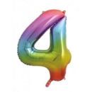 BALLOONS,Number 4 Rainbow 34" Helium Foil