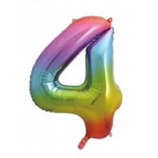 BALLOONS,Number 4 Rainbow 34" Helium Foil