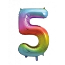 BALLOONS,Number 5 Rainbow 34" Helium Foil