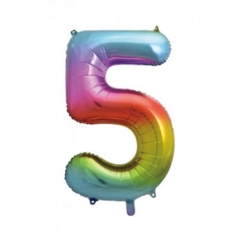 BALLOONS,Number 5 Rainbow 34" Helium Foil