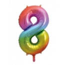 BALLOONS,Number 8 Rainbow 34" Helium Foil
