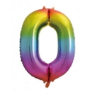 BALLOONS,Number 0 Rainbow 34" Helium Foil
