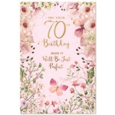 AGE 70 CARDS,Female 6's Floral Butterflies