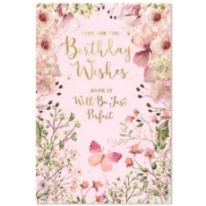 BIRTHDAY CARDS,Female 6's Floral Butterflies