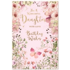 BIRTHDAY CARDS,Daughter 6's Floral Butterflies