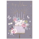 BIRTHDAY CARDS,Niece 6's Floral Birthday Cake & Candles