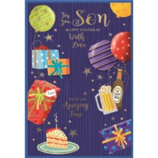 BIRTHDAY CARDS,Son 6's Presents,Balloons, Cake & Beer