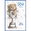 BIRTHDAY CARDS,Son 6's Teddy in Trophy