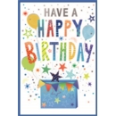 BIRTHDAY CARDS,Male 6's Present, Balloons & Stars