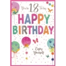 AGE 18 CARDS,Female 6's Balloons & Butterflies