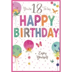 AGE 18 CARDS,Female 6's Balloons & Butterflies