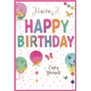 BIRTHDAY CARDS,Female 6's Balloons & Butterflies