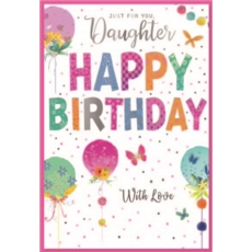 BIRTHDAY CARDS,Daughter 6's Balloons & Butterflies