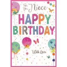 BIRTHDAY CARDS,Niece 6's Balloons & Butterflies