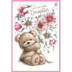 BIRTHDAY CARDS,Daughter 6's Teddy with Flowers