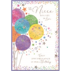 BIRTHDAY CARDS,Niece 6's Colourful Balloons