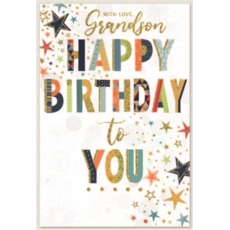 BIRTHDAY CARDS,Grandson 6's Text & Stars