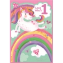 AGE 1 CARDS,Female 6's Unicorn & Rainbow