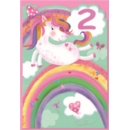AGE 2 CARDS,Female 6's Unicorn & Rainbow