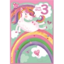AGE 3 CARDS,Female 6's Unicorn & Rainbow